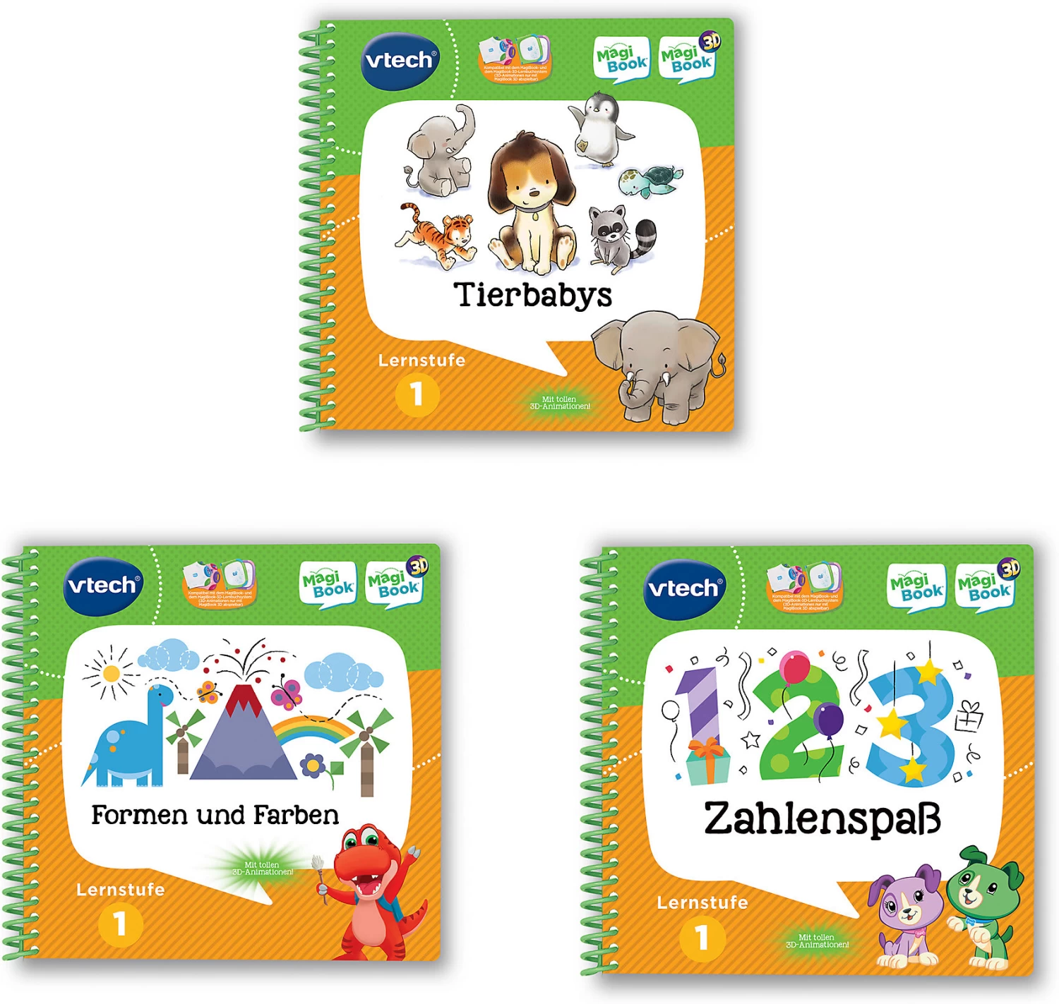 VTech MagiBook-Lernbuch-Bundle: 3 Bücher Der Lernstufe 1 (Tierbabys 3D, Form 1 VTech MagiBook-Lernbuch-Bundle: 3 Bücher Der Lernstufe 1 (Tierbabys 3D, Form